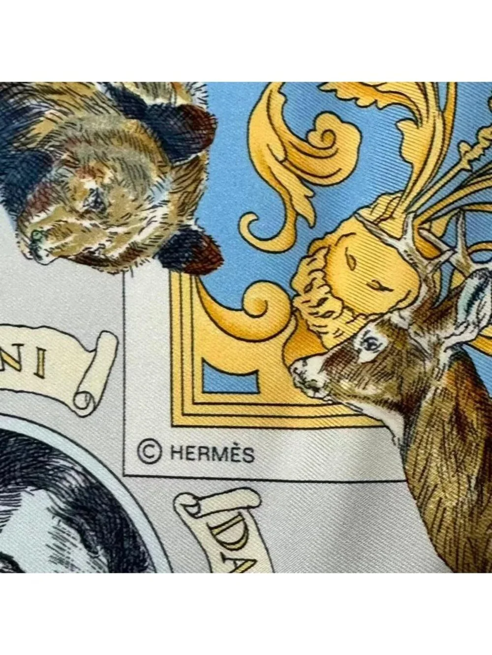 Hermes Scarf Silk Carre 90 le Canada Blue